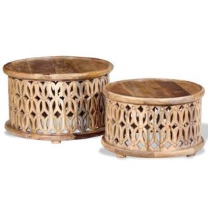 Set de 2 mesas de centro de madera maciza de mango Wabisabi Home®