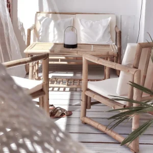 Set de muebles de jardín 4 piezas y cojines bambú Wabisabi Home®