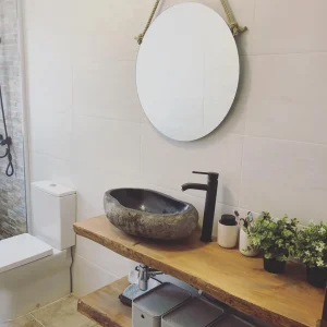 Lavabo de piedra natural ovalado 30-37 cm Wabisabi Home®